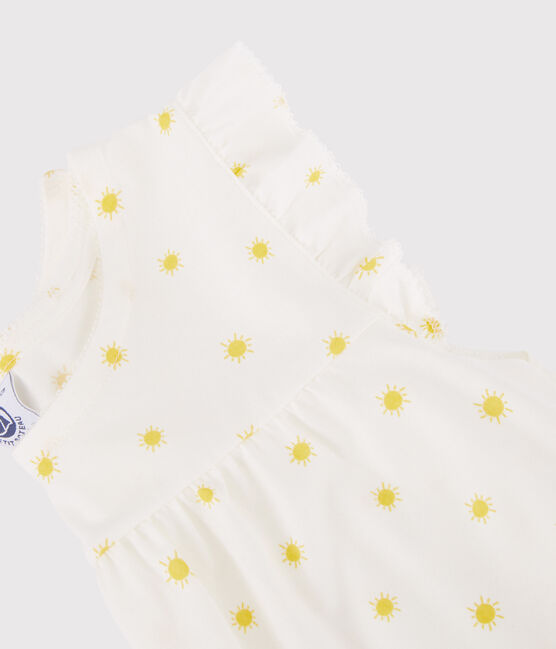Pyjacourt soleils petite fille en coton blanc MARSHMALLOW/ ORGE