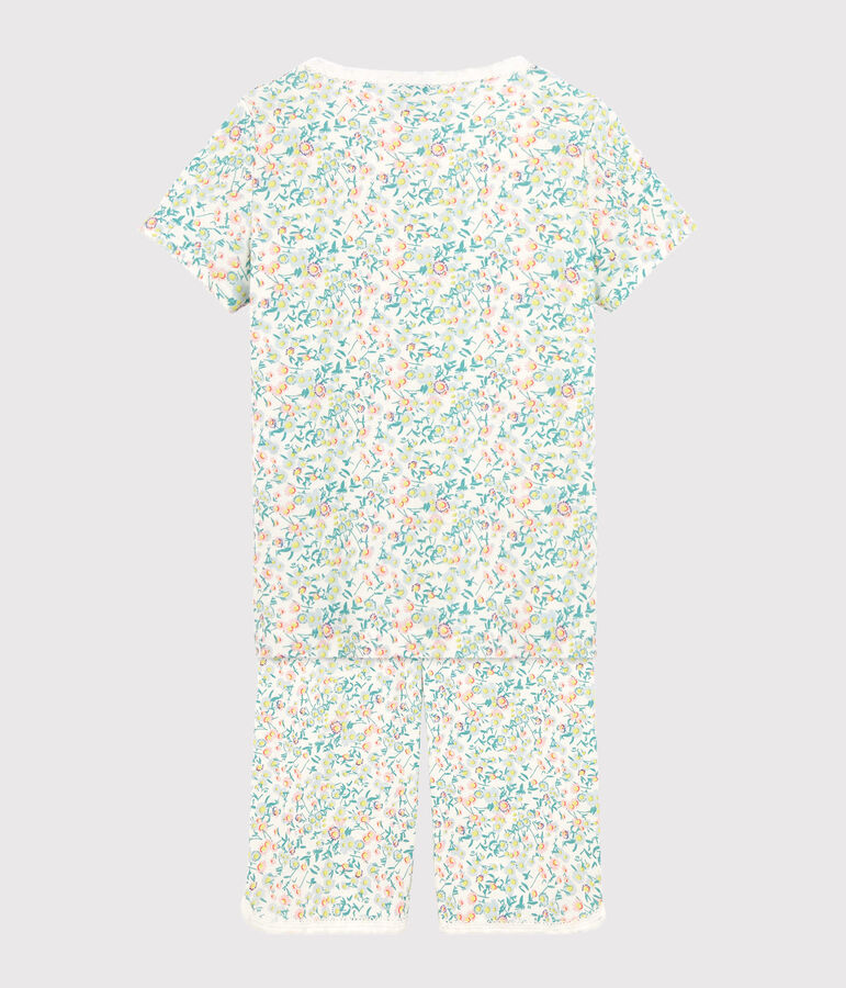 Pyjacourt petite fille en c&ocirc;te blanc/multicouleur
