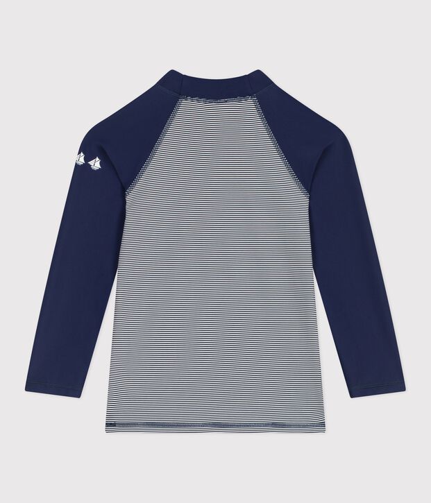Teeshirt de bain anti uv enfant manche longue &agrave; rayures bleu/blanc