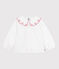Blouse enfant en popeline de coton manches longues unie blanc ECUME