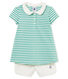 Robe polo manches courtes rayée bébé fille et short