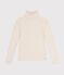 Tee-shirt l'iconique col roulé en côte fantaisie femme beige MONTELIMAR CHINE