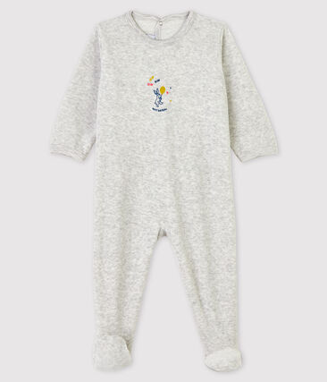 PETIT BATEAU - Dors-bien gris chiné bébé en velours