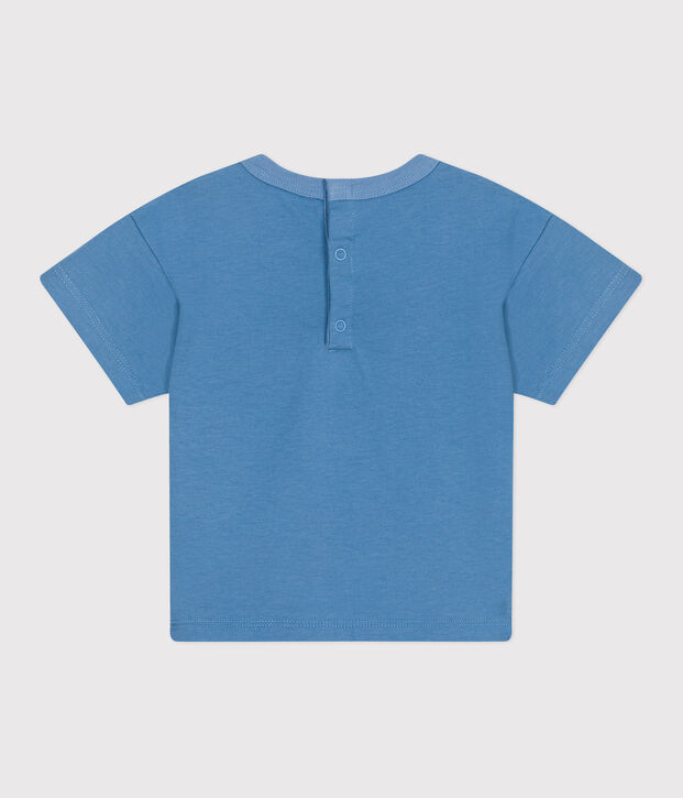 Tee-shirt b&eacute;b&eacute; en coton &agrave; manches courtes uni bleu