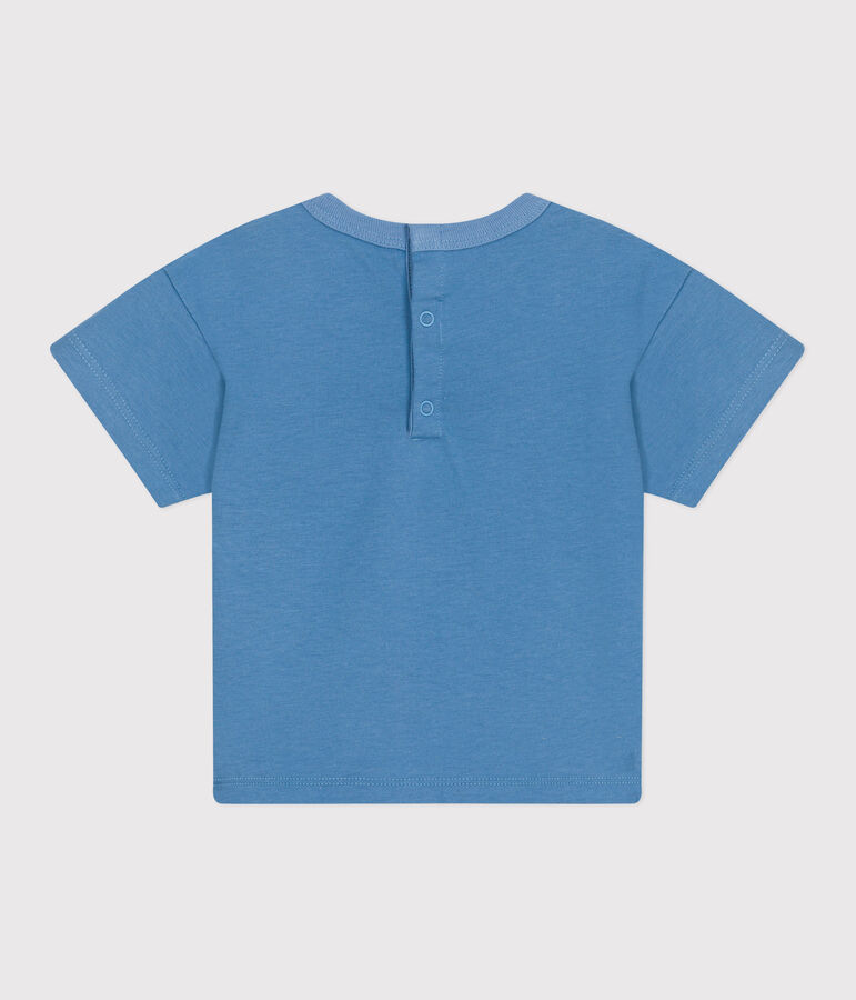 T-shirt b&eacute;b&eacute; en coton &agrave; manches courtes uni bleu ALASKA