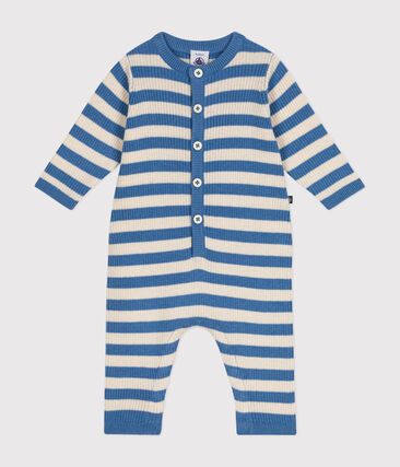 Combinaison rayée en tricot de laine et coton bébé