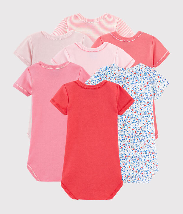 Lot surprise de 7 bodies manches courtes b&eacute;b&eacute; fille multicouleur