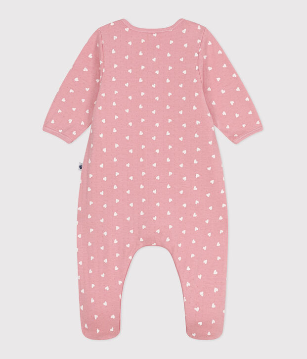 Bodyjama b&eacute;b&eacute; en tubique petits c&oelig;urs rose/blanc