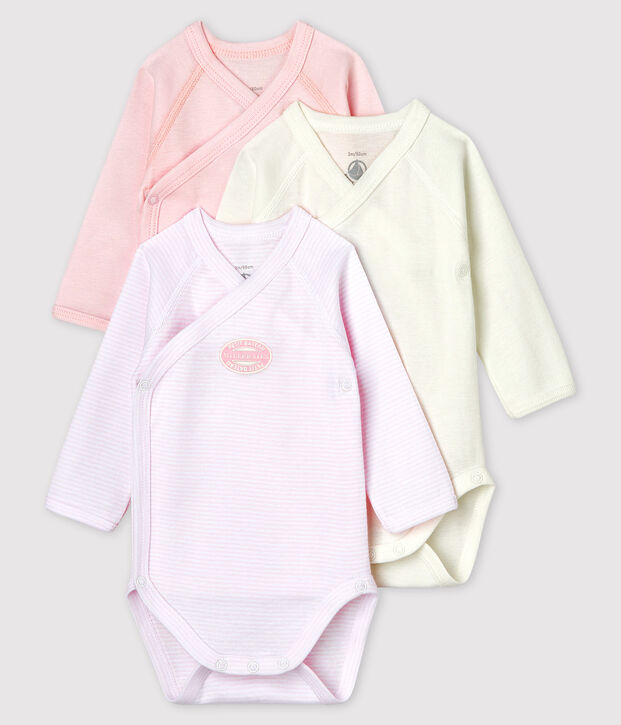 Lot de 3 bodies b&eacute;b&eacute; en coton biologique multicouleur