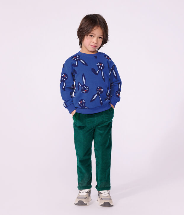 Sweatshirt enfant en coton imprim&eacute; animalier bleu/multicouleur