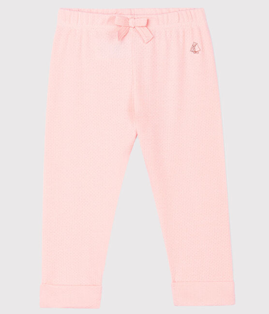 Pantalon bébé fille en maille unie rose MINOIS