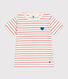 Teeshirt enfant en coton manches courtes à rayures et cœur