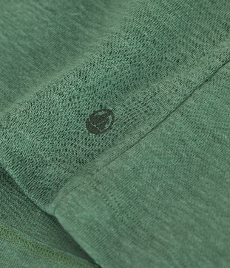 Tee-shirt Femme &agrave; manches courtes en lin vert PALMERAIE