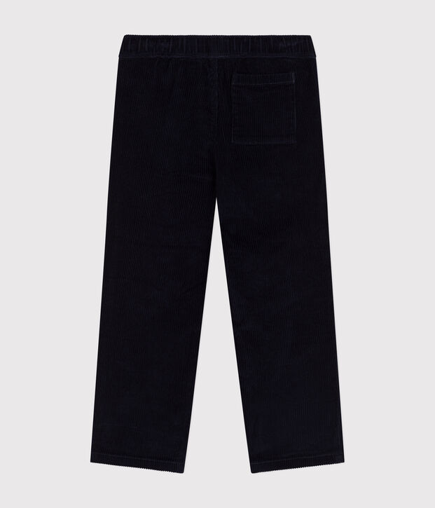 Pantalon droit en velours enfant gar&ccedil;on bleu marine