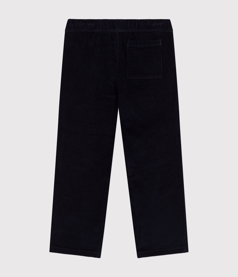 Pantalon droit en velours enfant gar&ccedil;on bleu