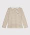 Marini&egrave;re femme en coton manches longues beige/blanc
