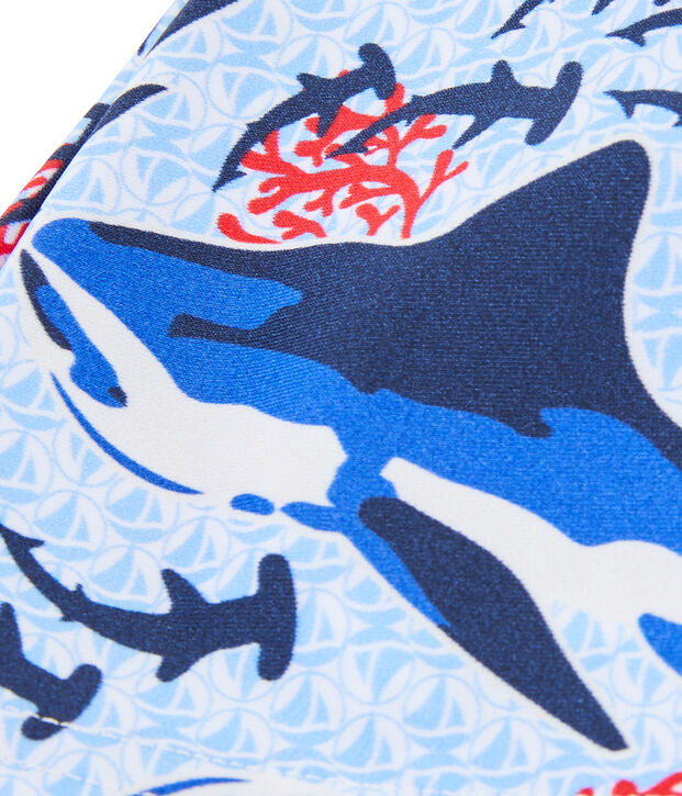 Bonnet de bain anti-UV UPF 50+ enfant gar&ccedil;on blanc/multicouleur