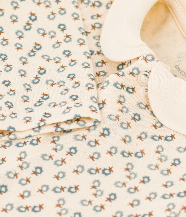 Combinaison longue imprim&eacute; fleuri b&eacute;b&eacute; &eacute;cru/multicouleur