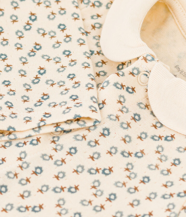 Combinaison longue imprim&eacute; fleuri b&eacute;b&eacute; blanc AVALANCHE/ MULTICO