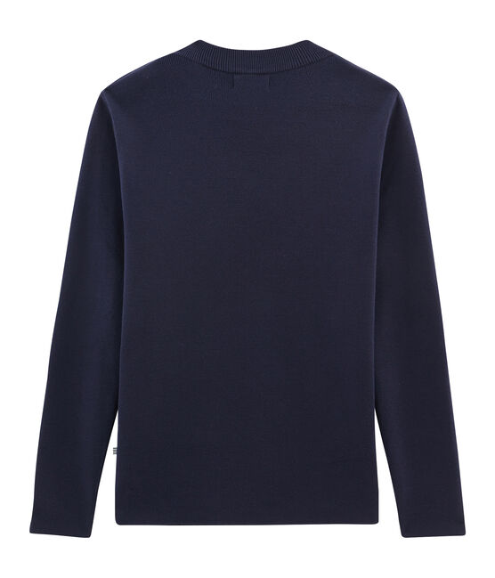 Pull marin en coton tricot côte 1x1. bleu SMOKING