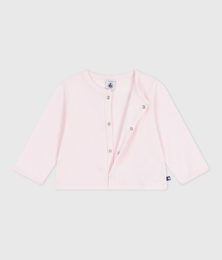 Cardigan b&eacute;b&eacute; en coton uni rose