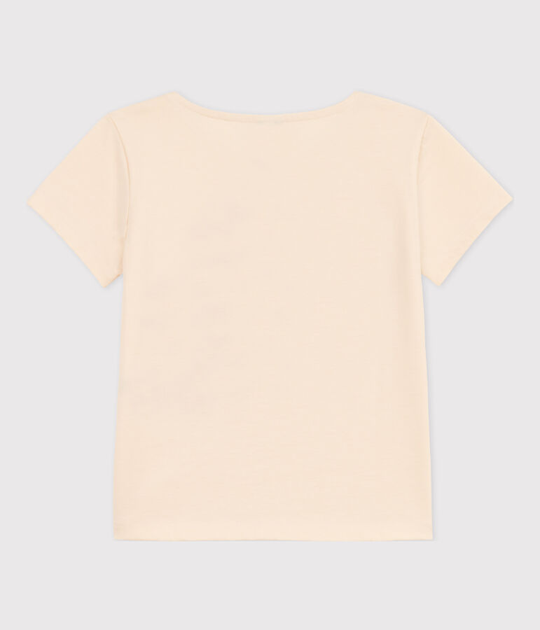 Tee-shirt floqu&eacute; manches courtes enfant fille &eacute;cru AVALANCHE