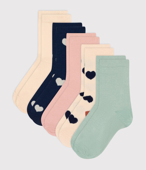 5 paires de chaussettes en coton cœurs enfant variante 1