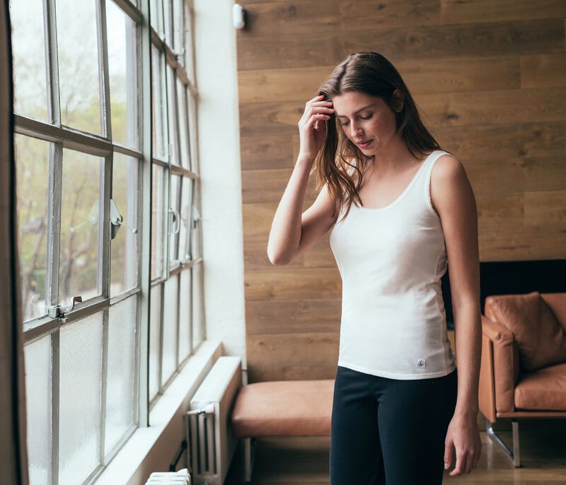 D&eacute;bardeur femme c&ocirc;te 2x2 blanc MARSHMALLOW