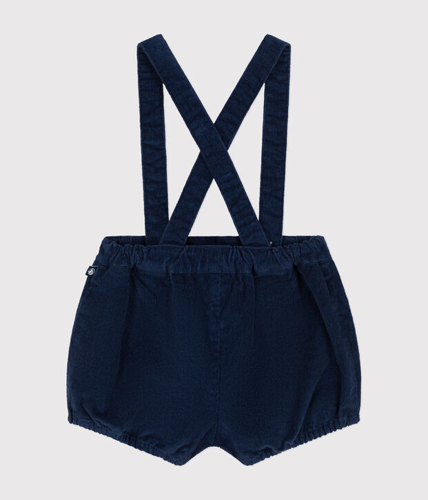 Short &agrave; bretelle en velours b&eacute;b&eacute; bleu fonc&eacute;