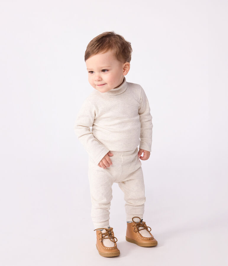 Legging b&eacute;b&eacute; en coton uni beige MONTELIMAR CHINE