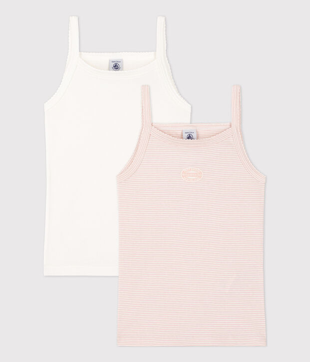 Lot de 2 chemises &agrave; bretelles milleraies petite fille en coton multicouleur