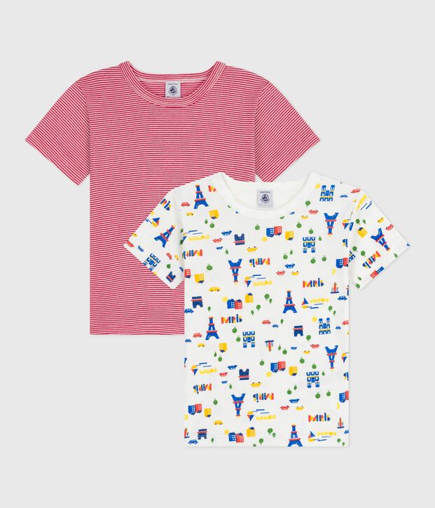 Lot de tee-shirts enfant en coton manches longues imprim&eacute; Paris multicouleur