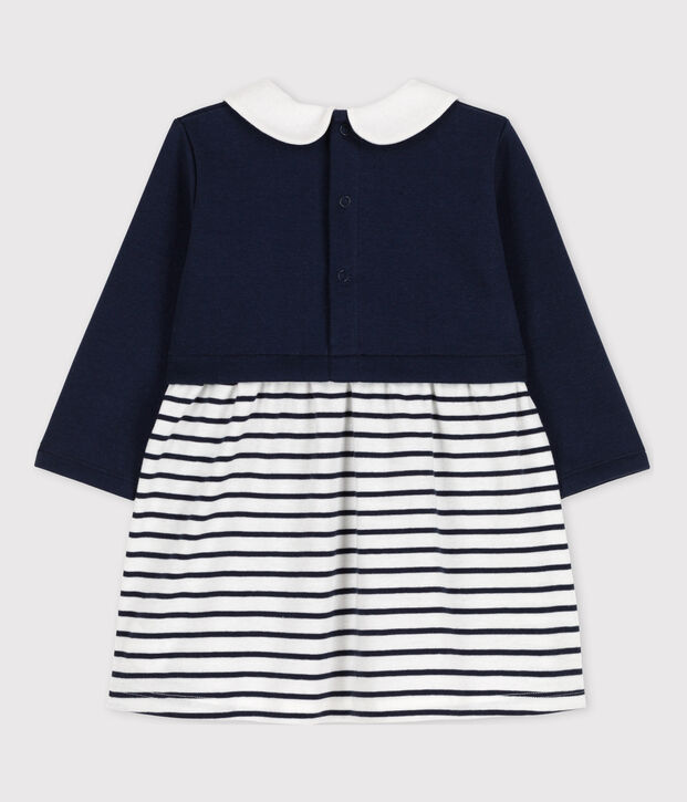 Robe manches longues b&eacute;b&eacute; bimati&egrave;re bleu/blanc