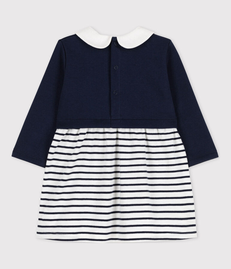 Robe manches longues b&eacute;b&eacute; bimati&egrave;re bleu/blanc