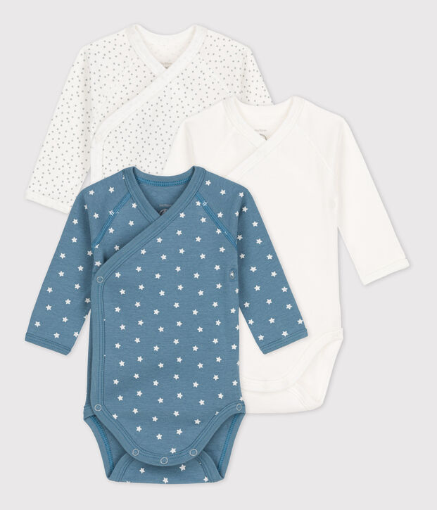 Lot de 3 bodies manches longues b&eacute;b&eacute; en coton multicouleur