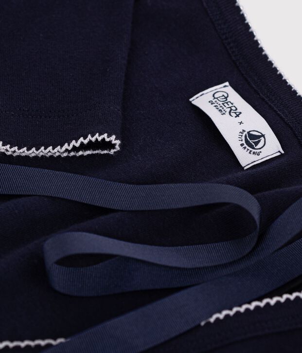 Cardigan femme en coton uni bleu marine