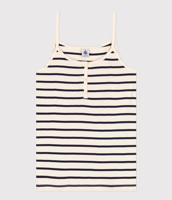 Chemise à bretelles en coton Femme blanc AVALANCHE/bleu SMOKING