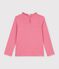 Tee-shirt &agrave; col enfant manches longues uni rose