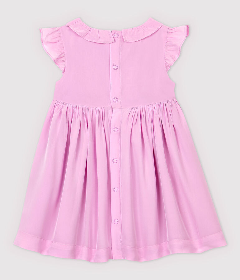 Robe manches courtes en cr&ecirc;pe b&eacute;b&eacute; fille rose BOHEME