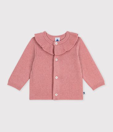 Cardigan bébé en tricot laine et coton uni à col