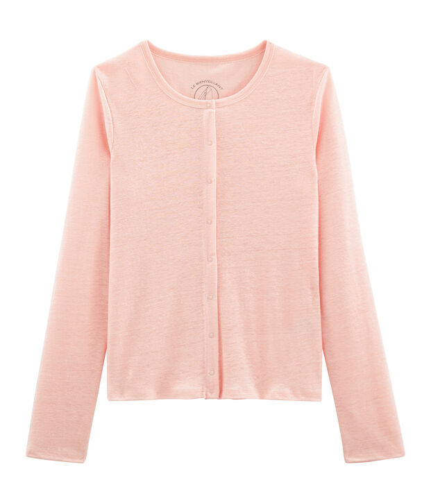 Cardigan femme en lin rose