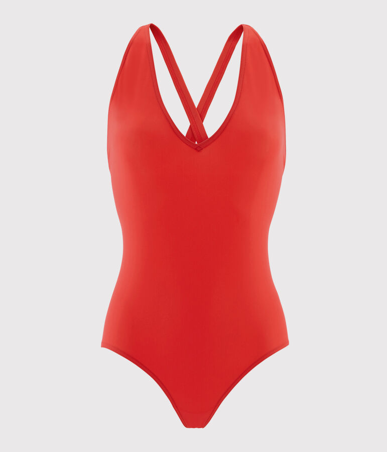 Maillot de bain 1 pi&egrave;ce femme crois&eacute; dos rose