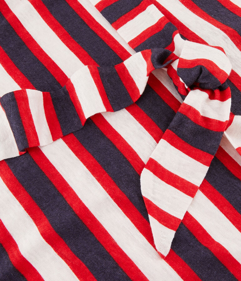 Robe Lin Femme blanc/rouge/bleu