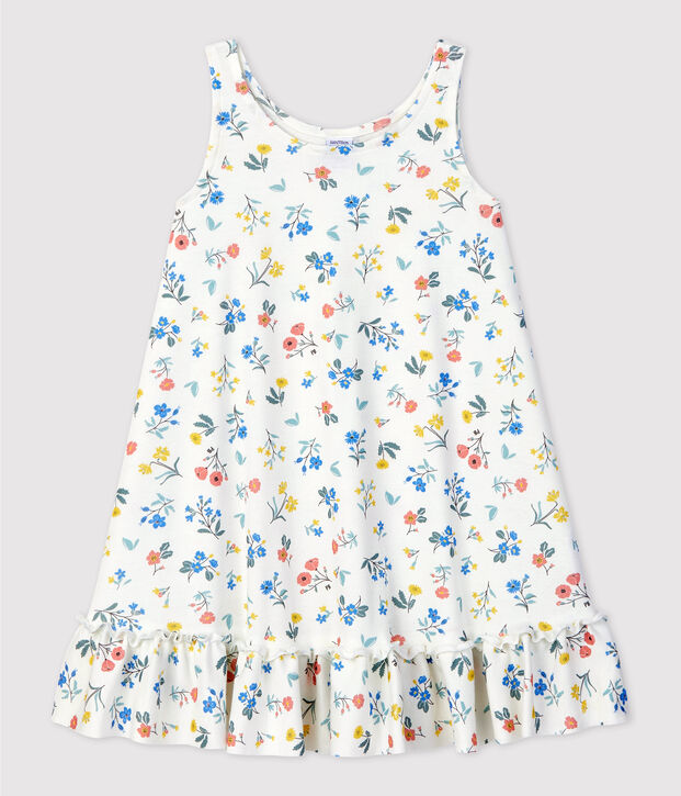 Robe sans manche en coton enfant fille blanc/multicouleur