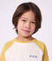 Tee-shirt enfant manches longues en coton colorblock &eacute;cru/multicouleur