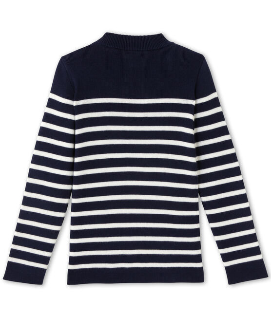 Pull marin enfant garçon bleu SMOKING/blanc LAIT