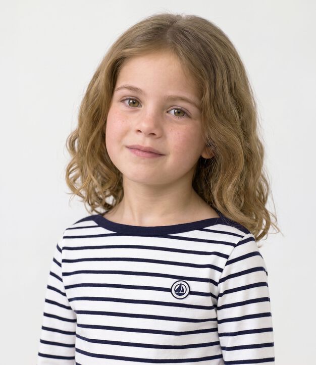 Marini&egrave;re iconique enfant en coton &agrave; rayures blanc/bleu