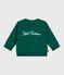 Sweatshirt bébé en coton brodé Petit Bateau vert EVERGREEN