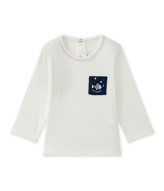 T-shirt b&eacute;b&eacute; gar&ccedil;on uni blanc