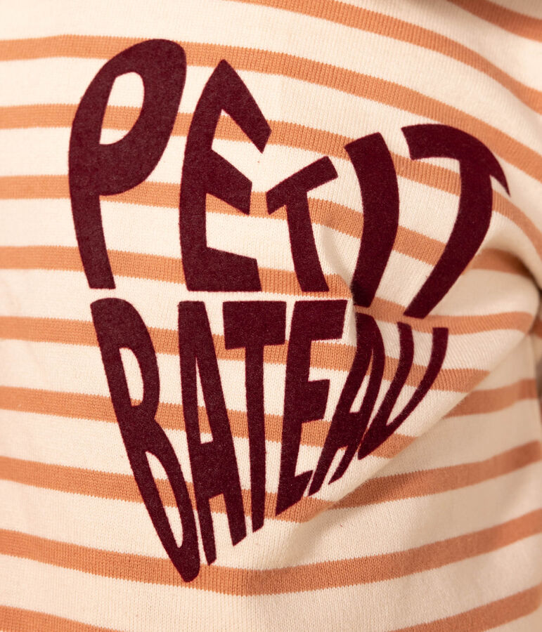 Marini&egrave;re iconique en coton enfant fille. &eacute;cru/rose